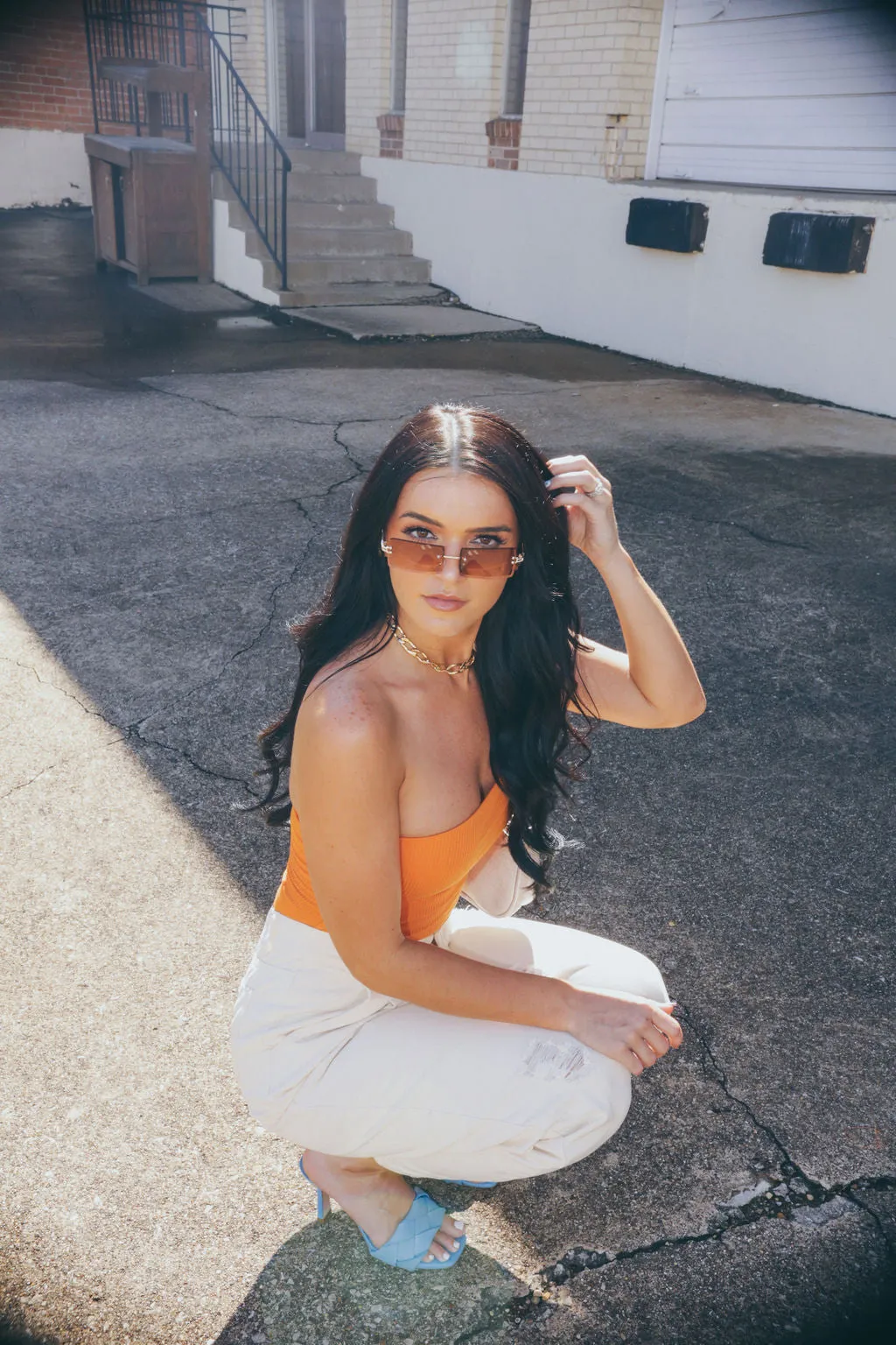 Orange Tube Top Bodysuit