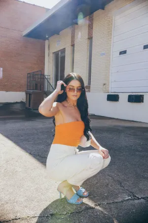 Orange Tube Top Bodysuit