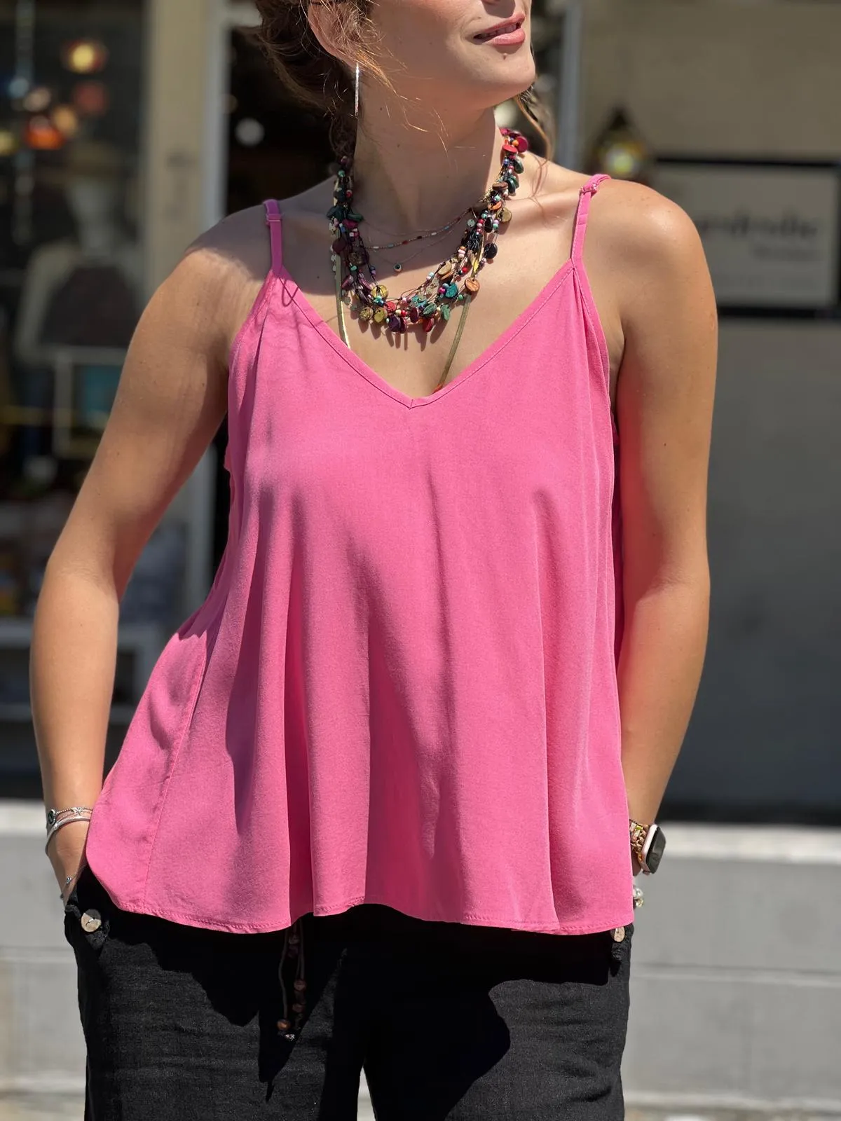 Orange Viscose Tunic with Adjustable Strap