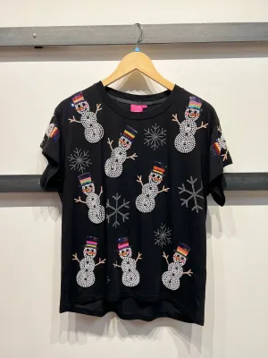 Pearl Snowmen Tee - Black [Queen of Sparkles]