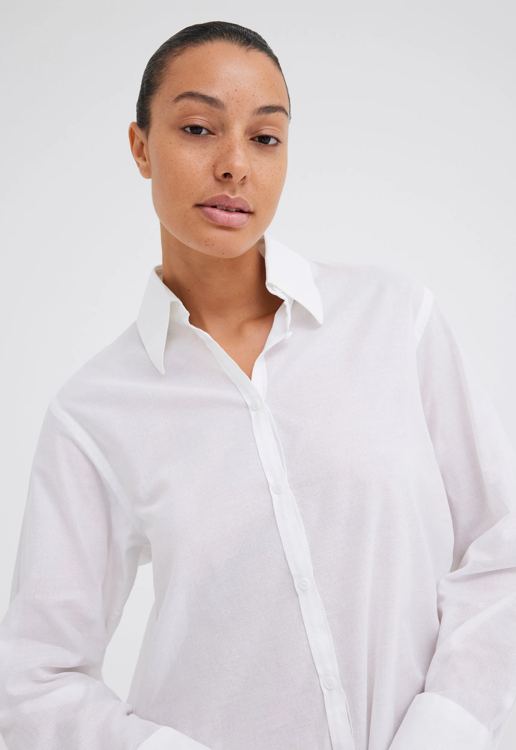 Pierce Cotton Shirt - White