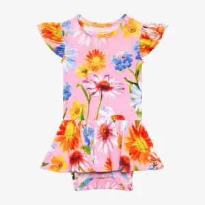 Posh Peanut Kaileigh Ruffled Caplseeve Basic Twirl Skirt Bodysuit
