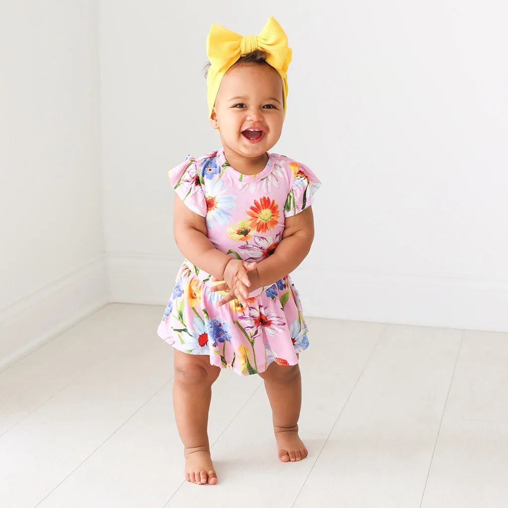 Posh Peanut Kaileigh Ruffled Caplseeve Basic Twirl Skirt Bodysuit