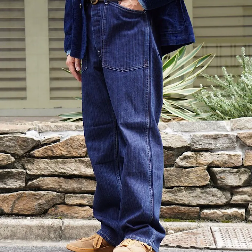 POST O'ALLS - Army Pants - Herringbone Denim Double Indigo - 1301-HBI