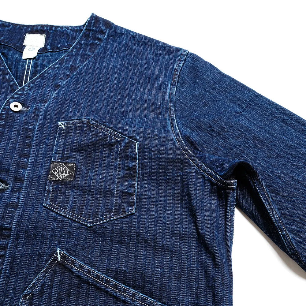POST O'ALLS - Stoker's Jacket - Herringbone Denim Double Indigo - 1104-HBI