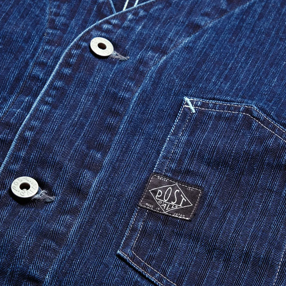 POST O'ALLS - Stoker's Jacket - Herringbone Denim Double Indigo - 1104-HBI