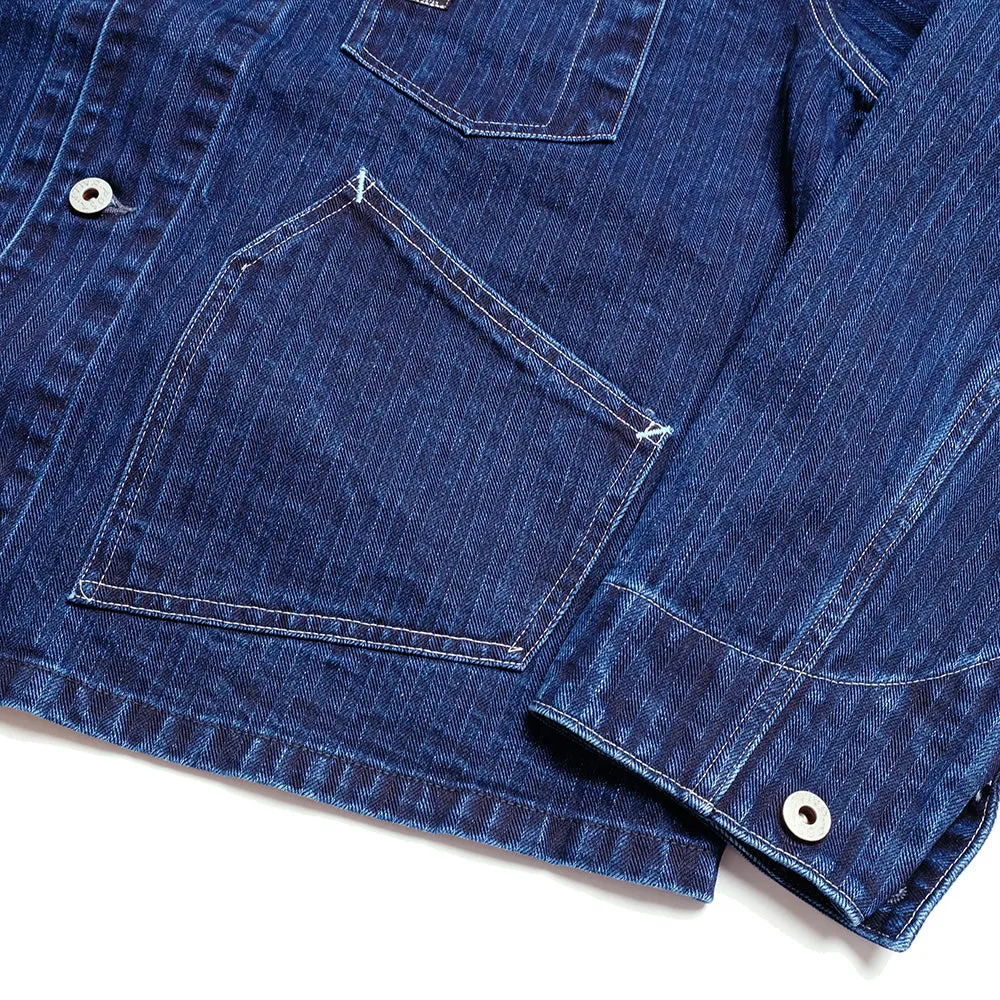 POST O'ALLS - Stoker's Jacket - Herringbone Denim Double Indigo - 1104-HBI