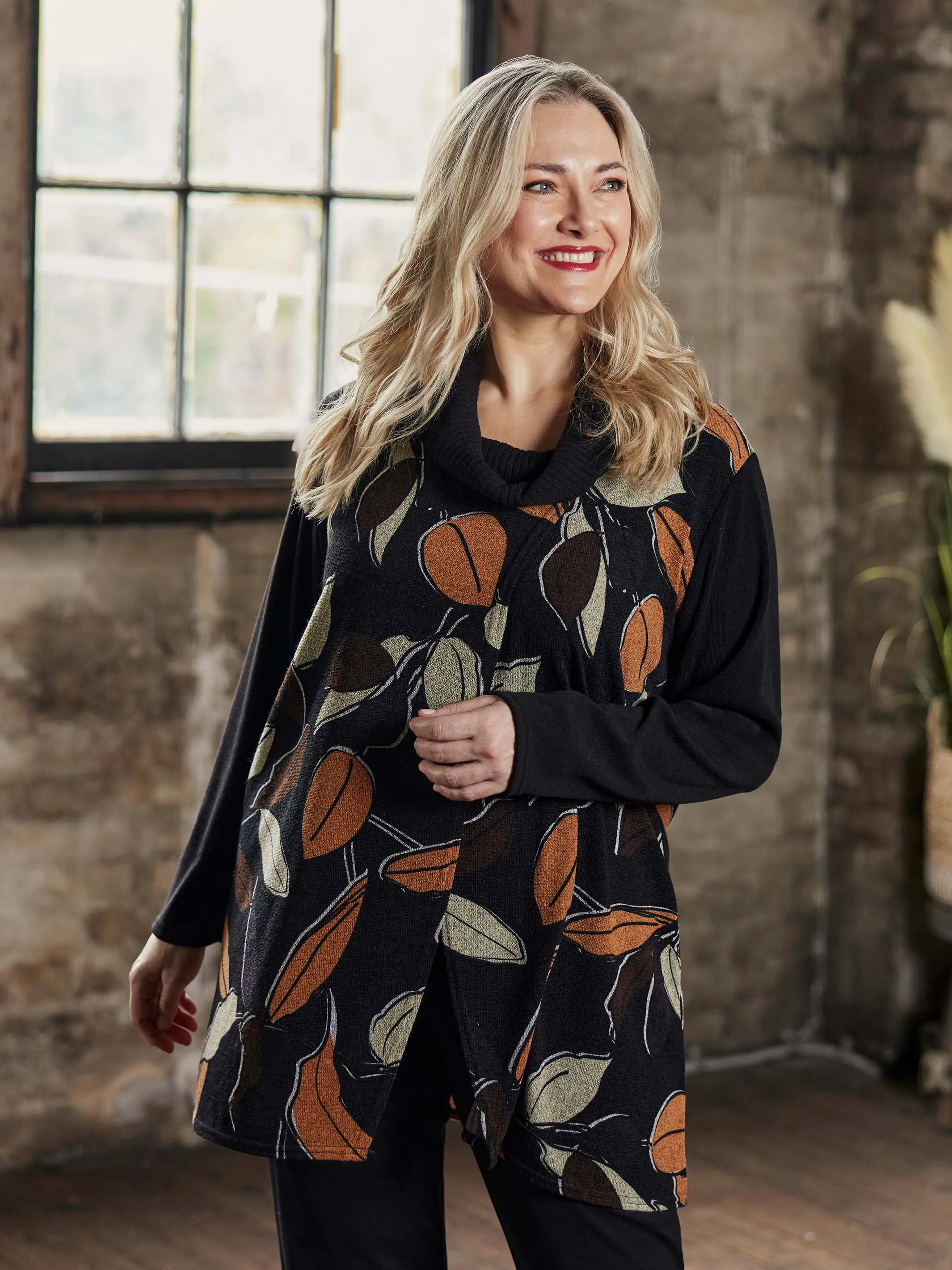 Rustic Leaves Cowl Top