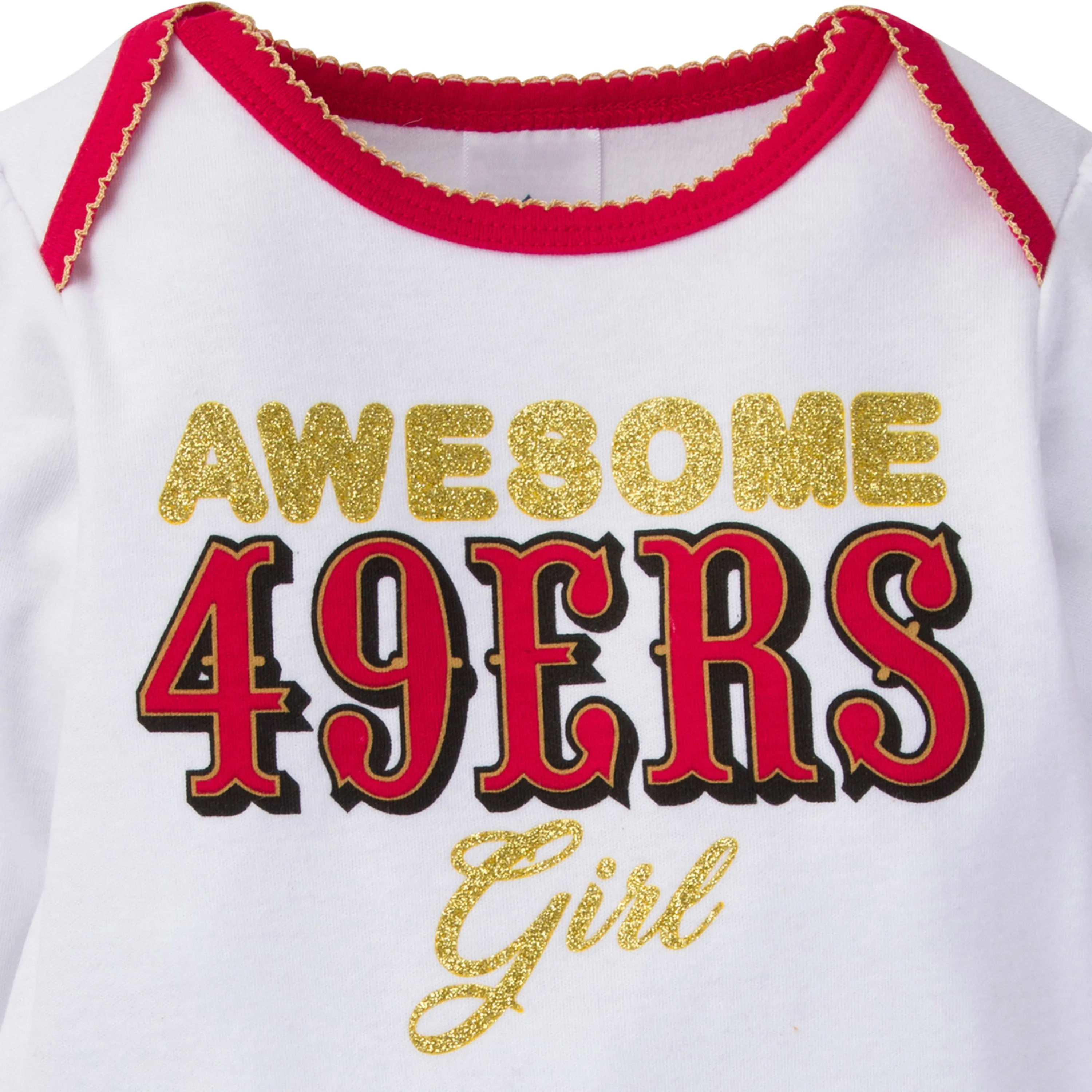 San Francisco 49ers Girl 3 Piece Bodysuit, Cap and Footed Pant Set