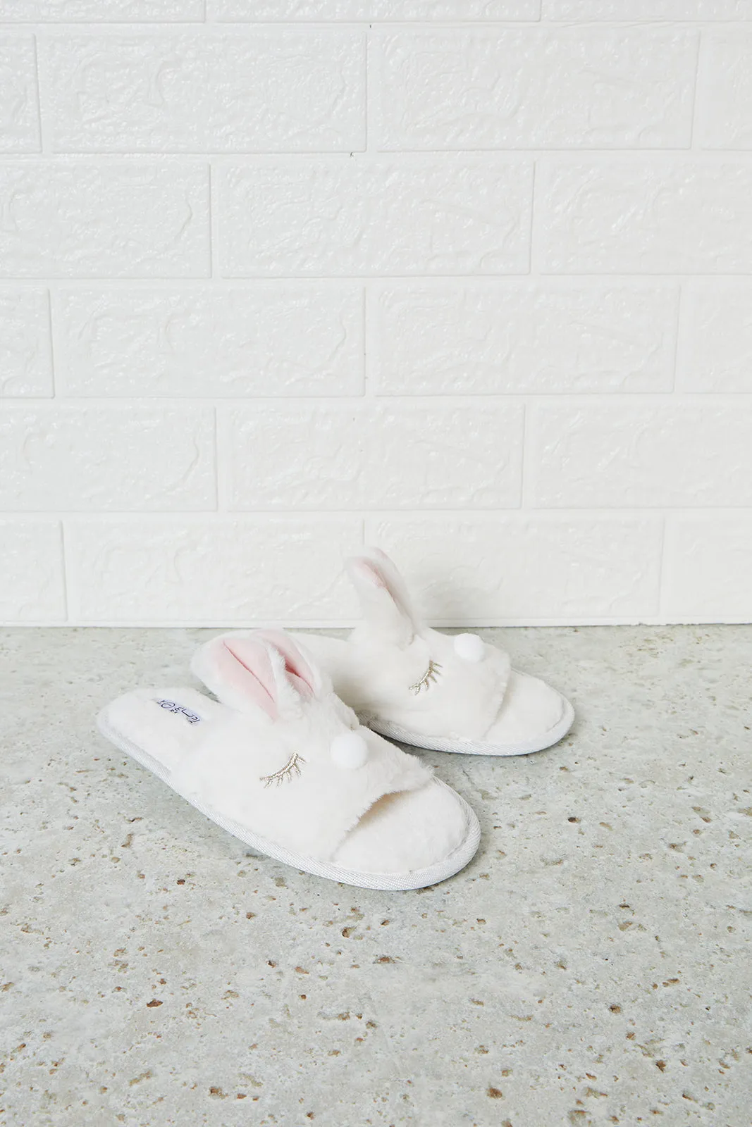 Senior Girls White Bunny Ear Slipper