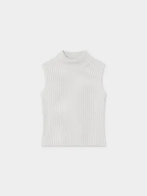Sleeveless Ribbed Turtleneck-Ivory