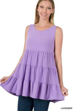 Sleeveless Tiered Tunic - lavender