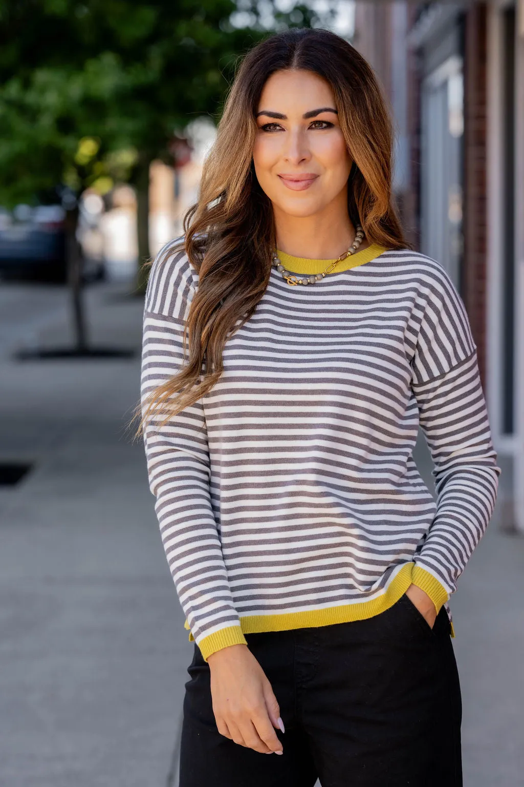 Striped Color Pop Sweater Tee