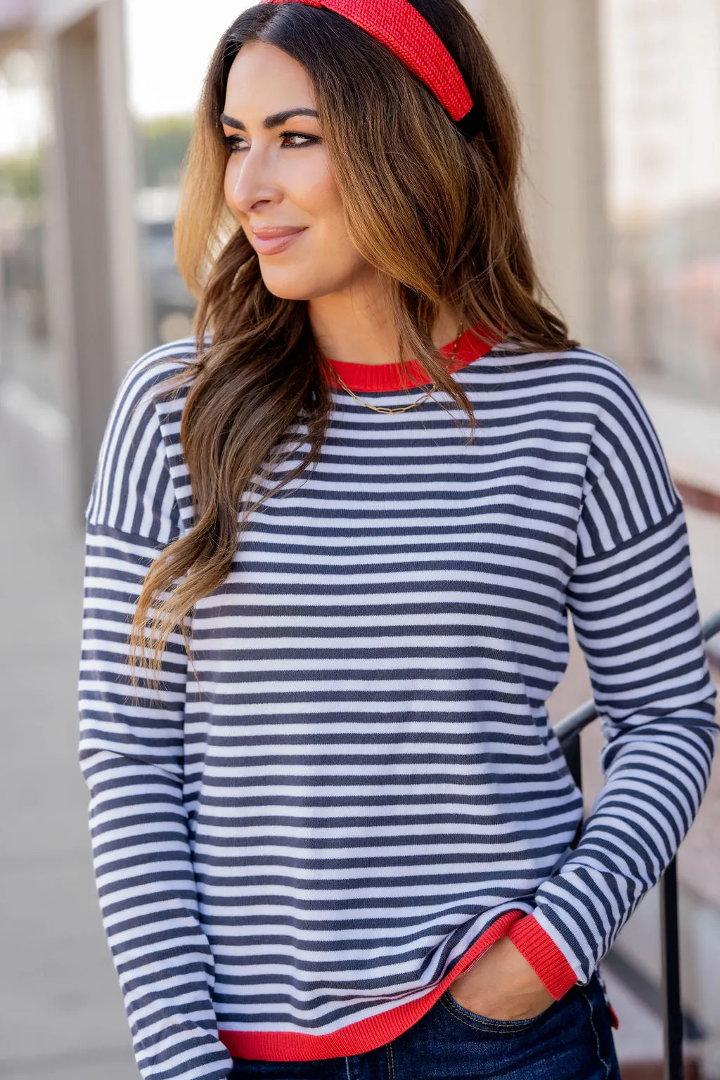 Striped Color Pop Sweater Tee