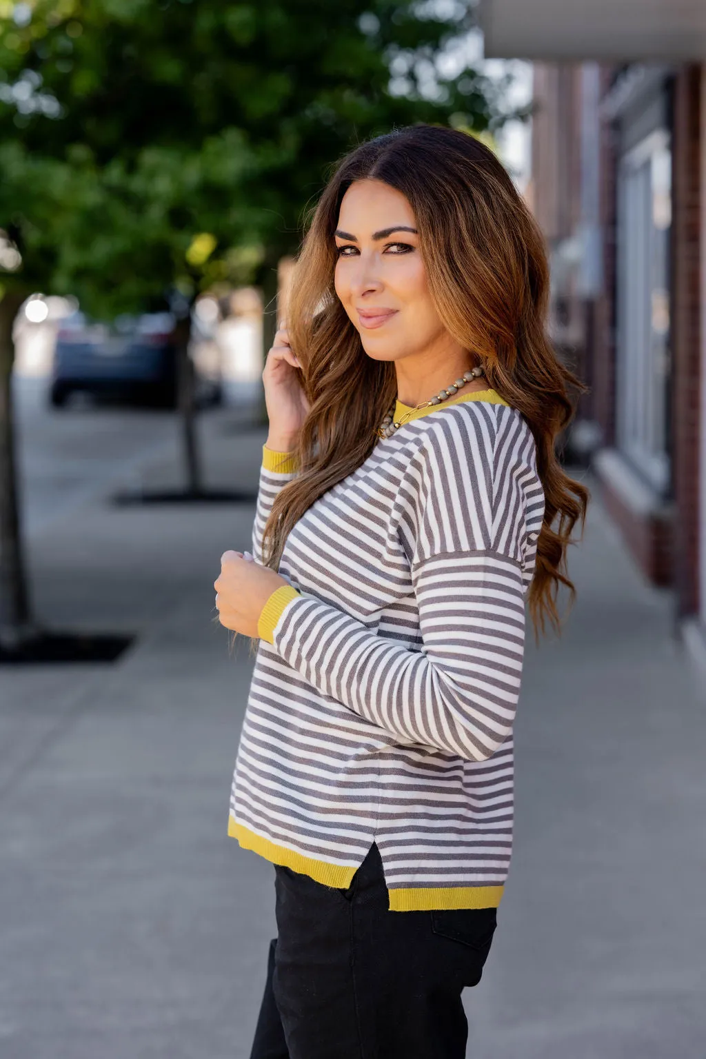 Striped Color Pop Sweater Tee