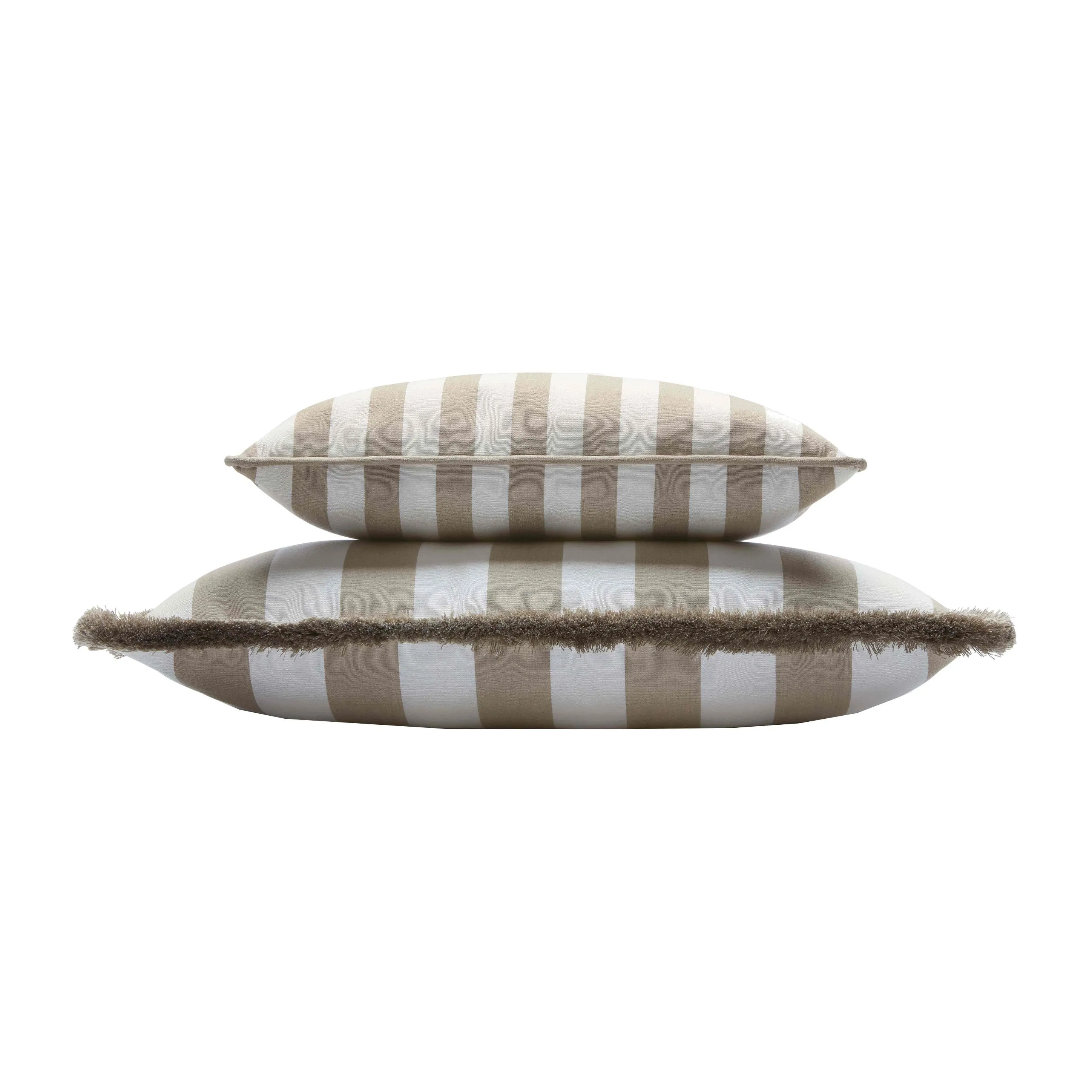 STRIPED HAPPY PILLOW INDOOR - OUTDOOR WITH FRINGES BEIGE