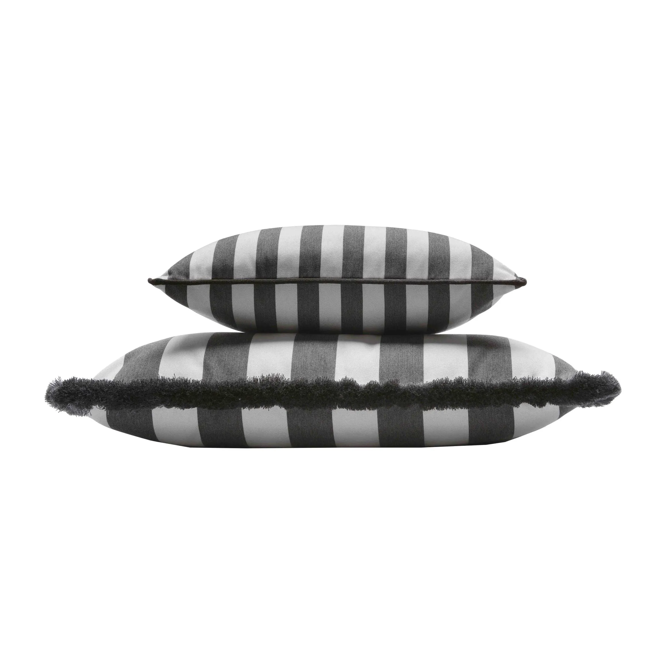 STRIPED HAPPY PILLOW INDOOR - OUTDOOR WITH PIPING CARBON