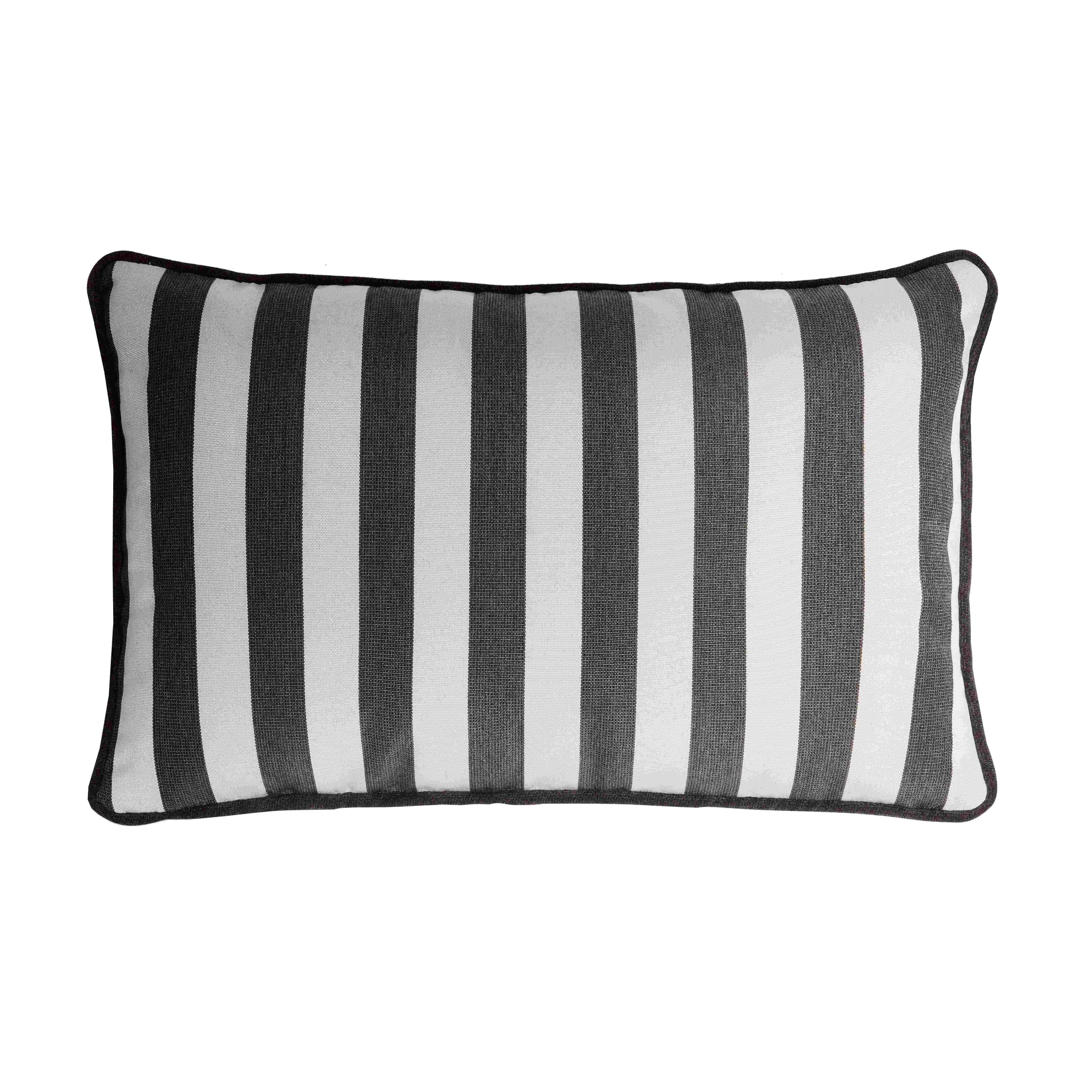 STRIPED HAPPY PILLOW INDOOR - OUTDOOR WITH PIPING CARBON