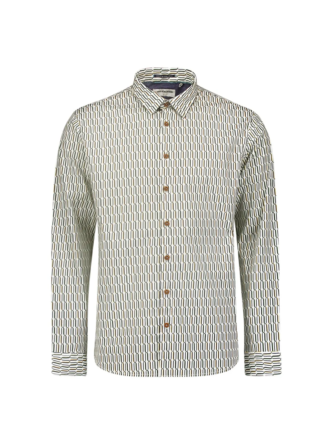 Stylish Winter Shirt with Dynamic All-Over Pattern | White