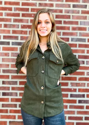 Suede Button Up Jacket