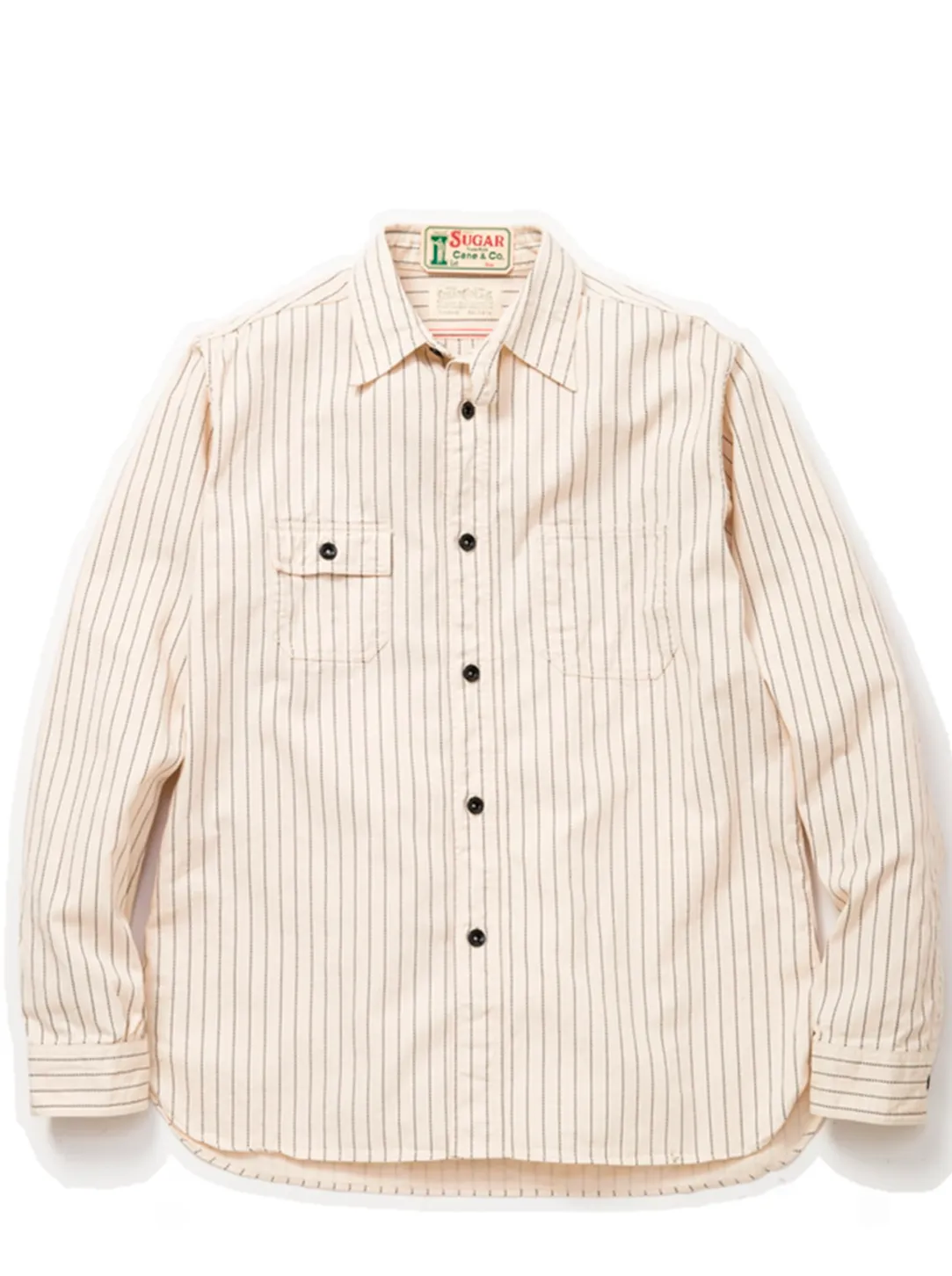 Sugar Cane, Work Shirt, White Wabash Stripe