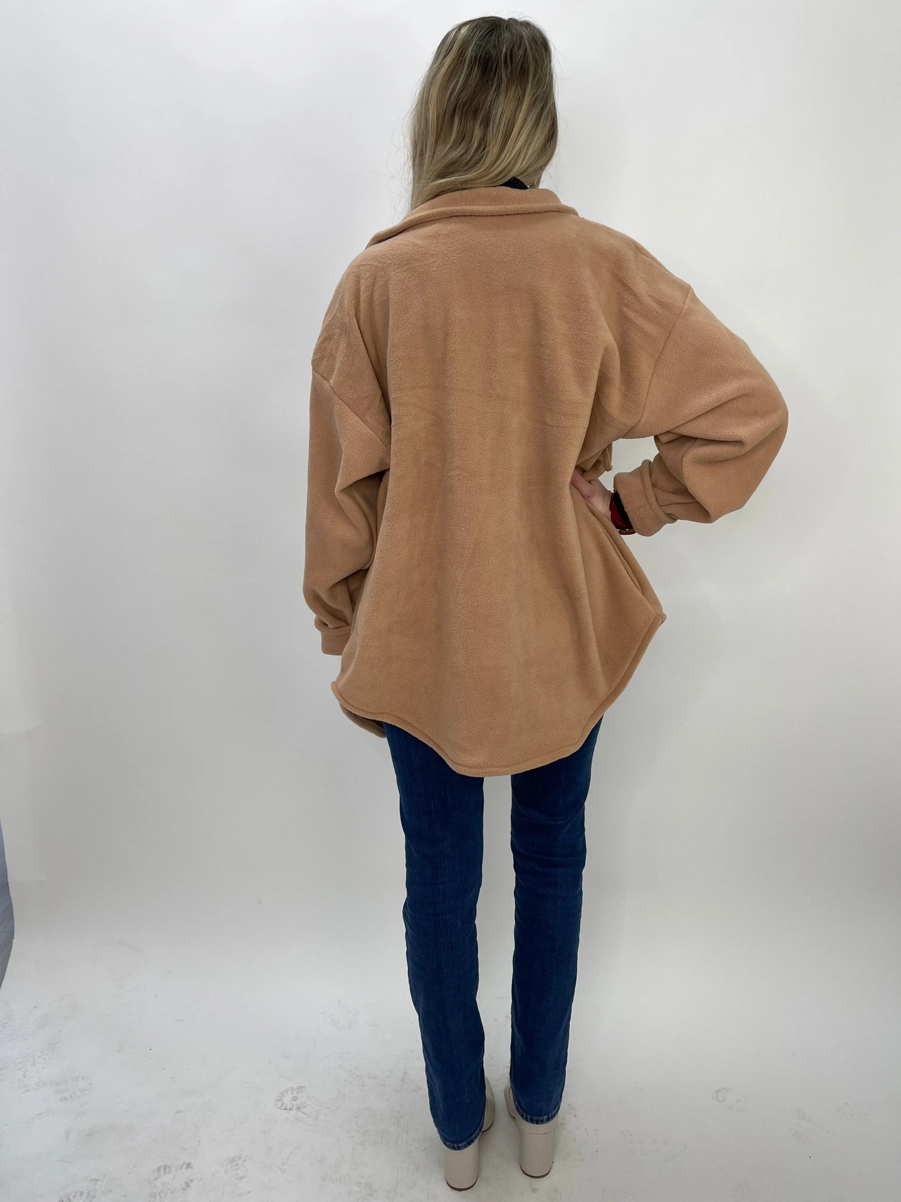 Tan Fleece Twist Shacket