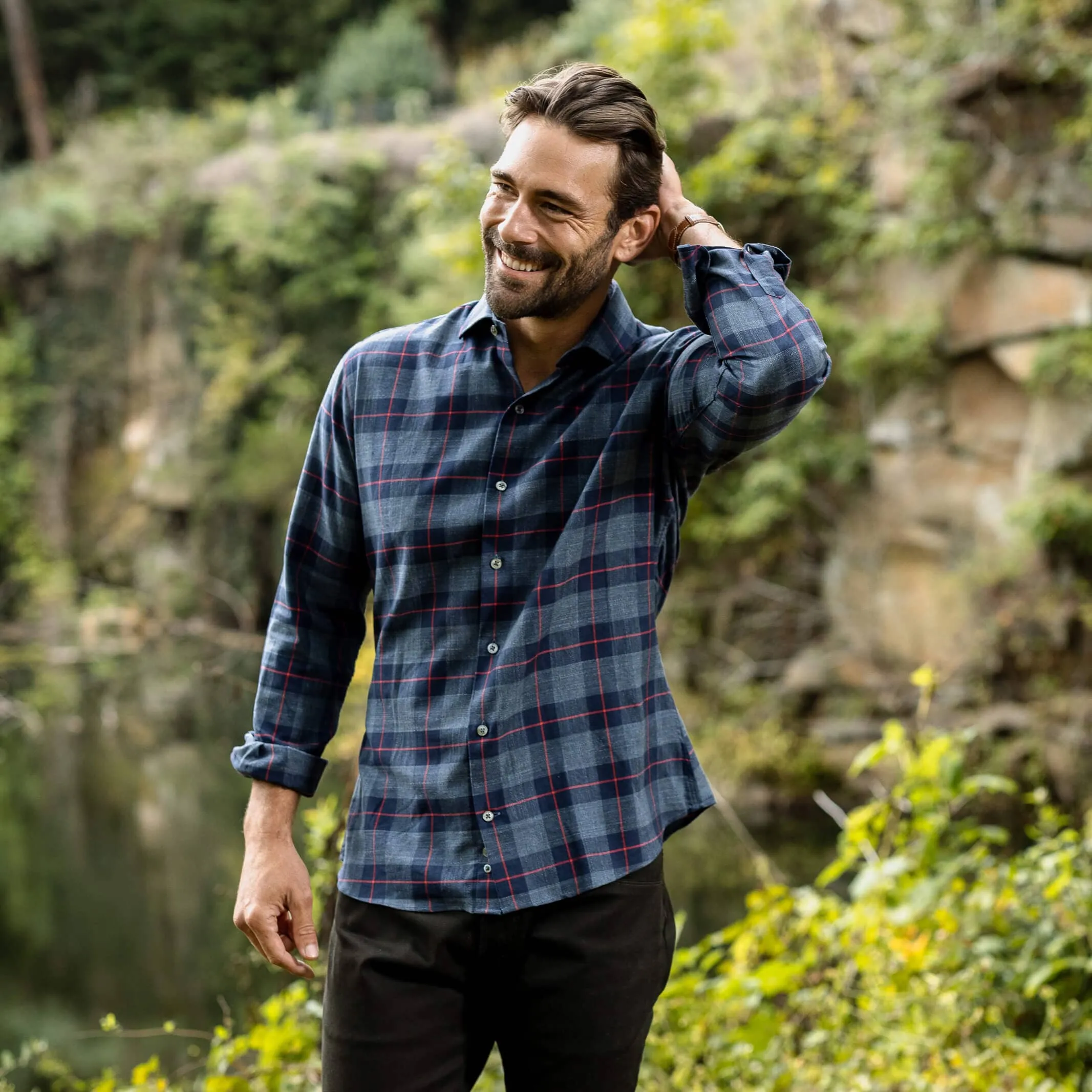 The Navy Klein Check Custom Shirt