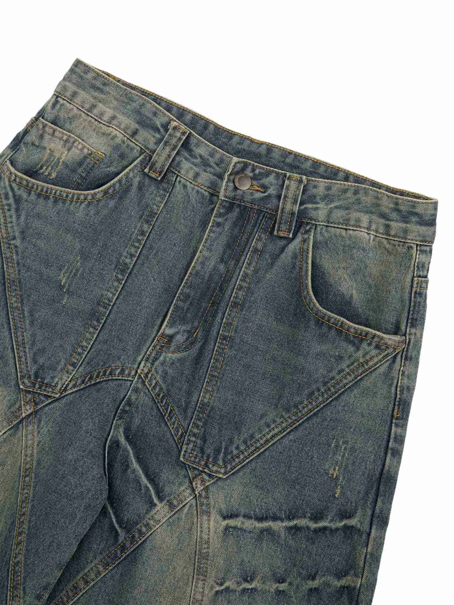 Thesupermade Deconstructed Design Wash Jeans
