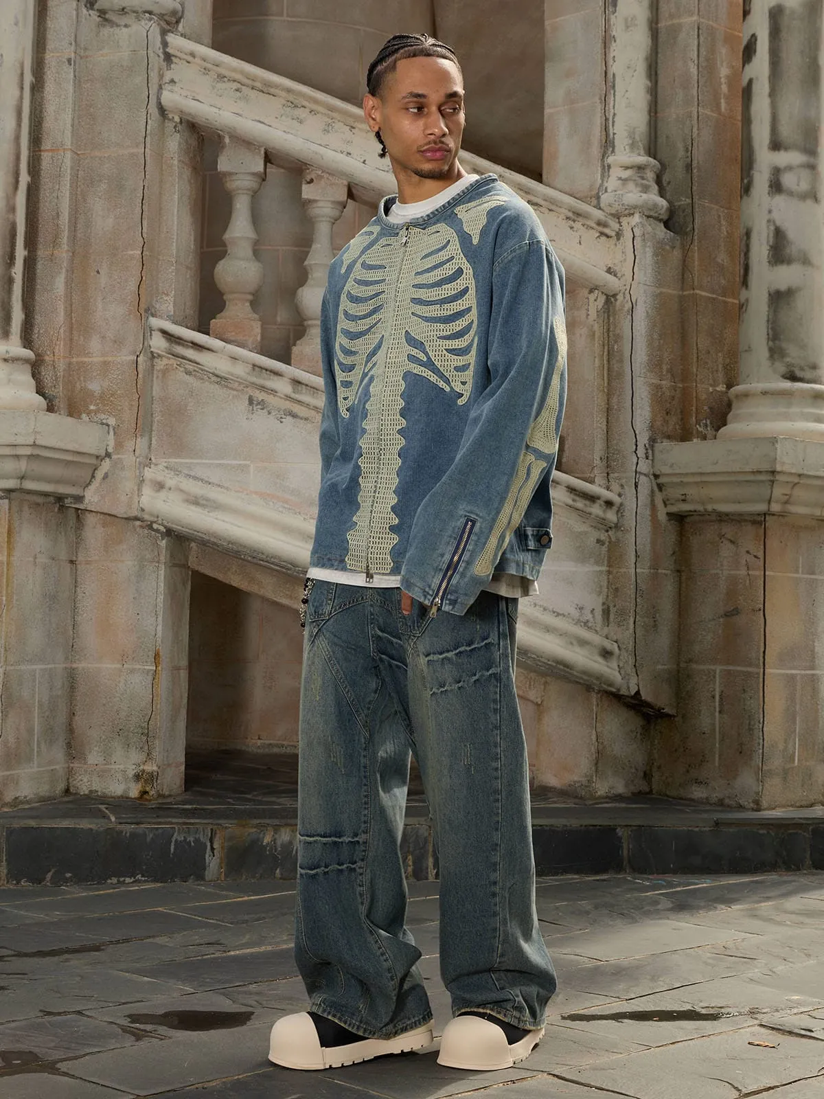 Thesupermade Deconstructed Design Wash Jeans