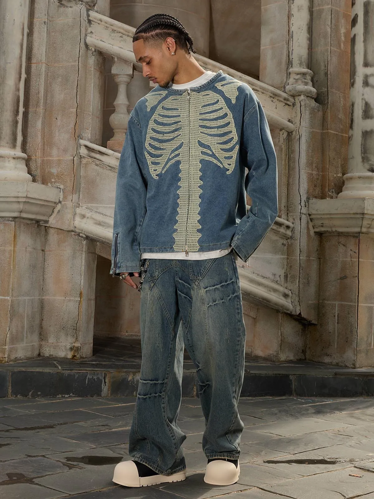 Thesupermade Deconstructed Design Wash Jeans