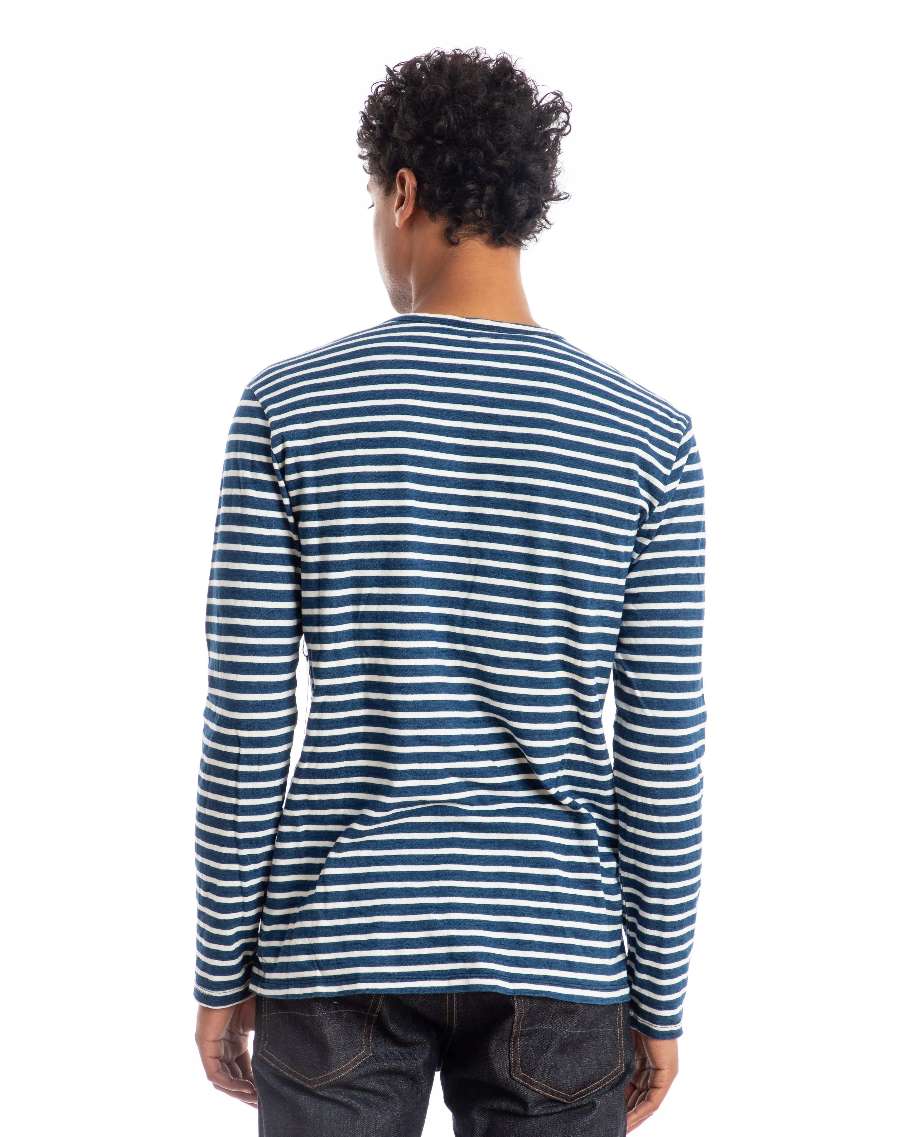 Thick Stripe Indigo Crewneck