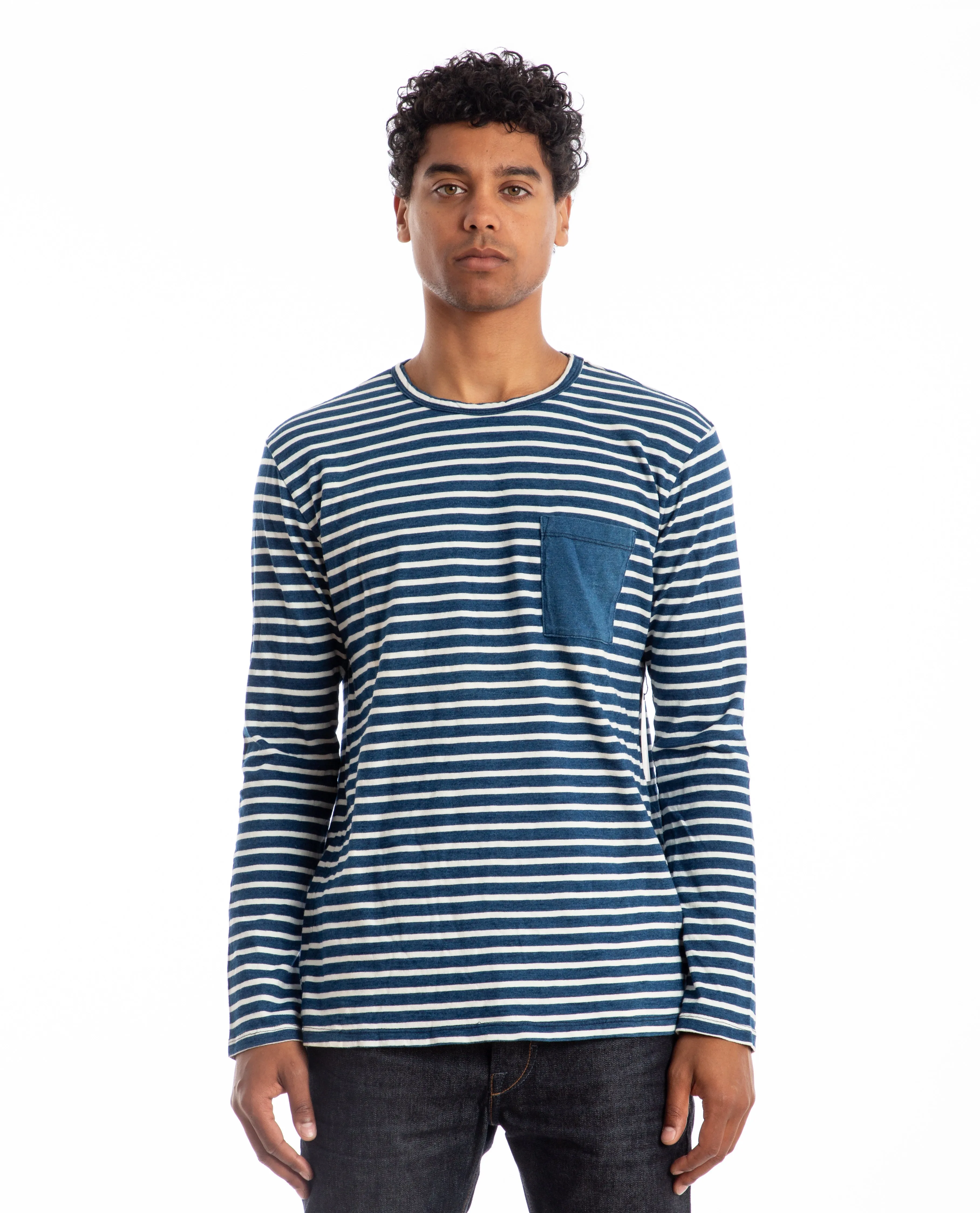 Thick Stripe Indigo Crewneck