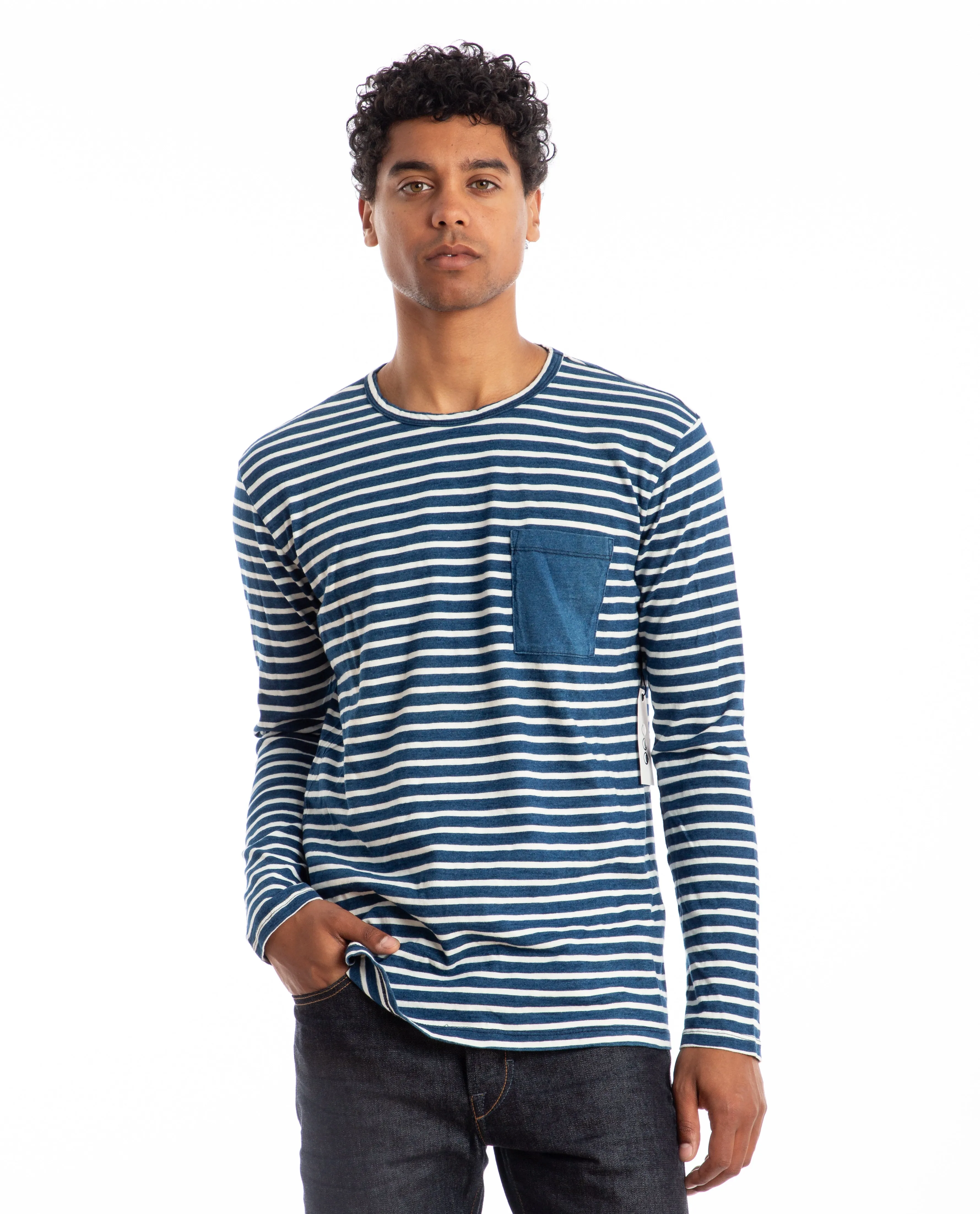 Thick Stripe Indigo Crewneck