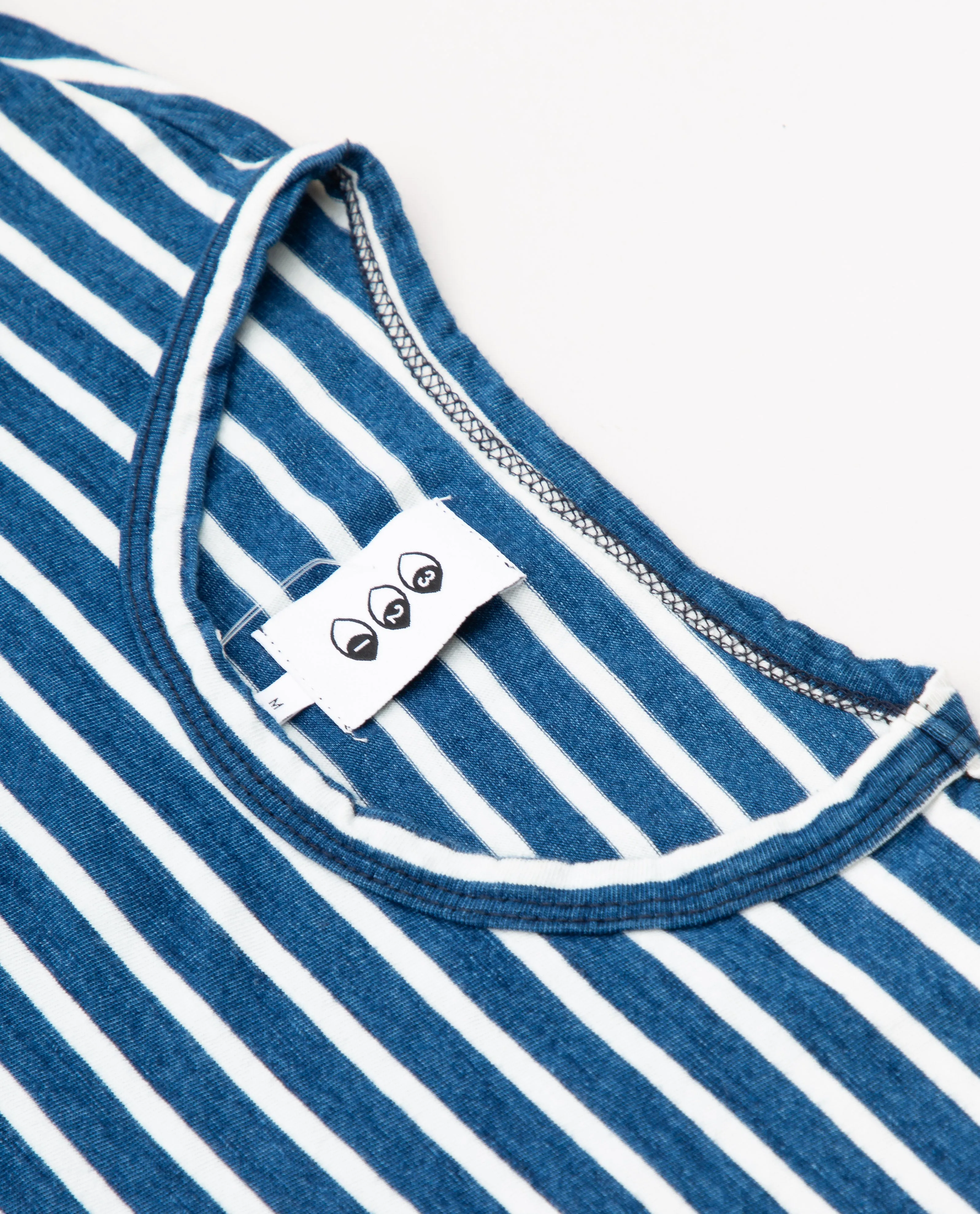 Thick Stripe Indigo Crewneck