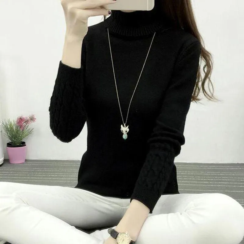 Thick Warm Turtleneck  Pullover Knit Long Sleeve Cashmere Sweater