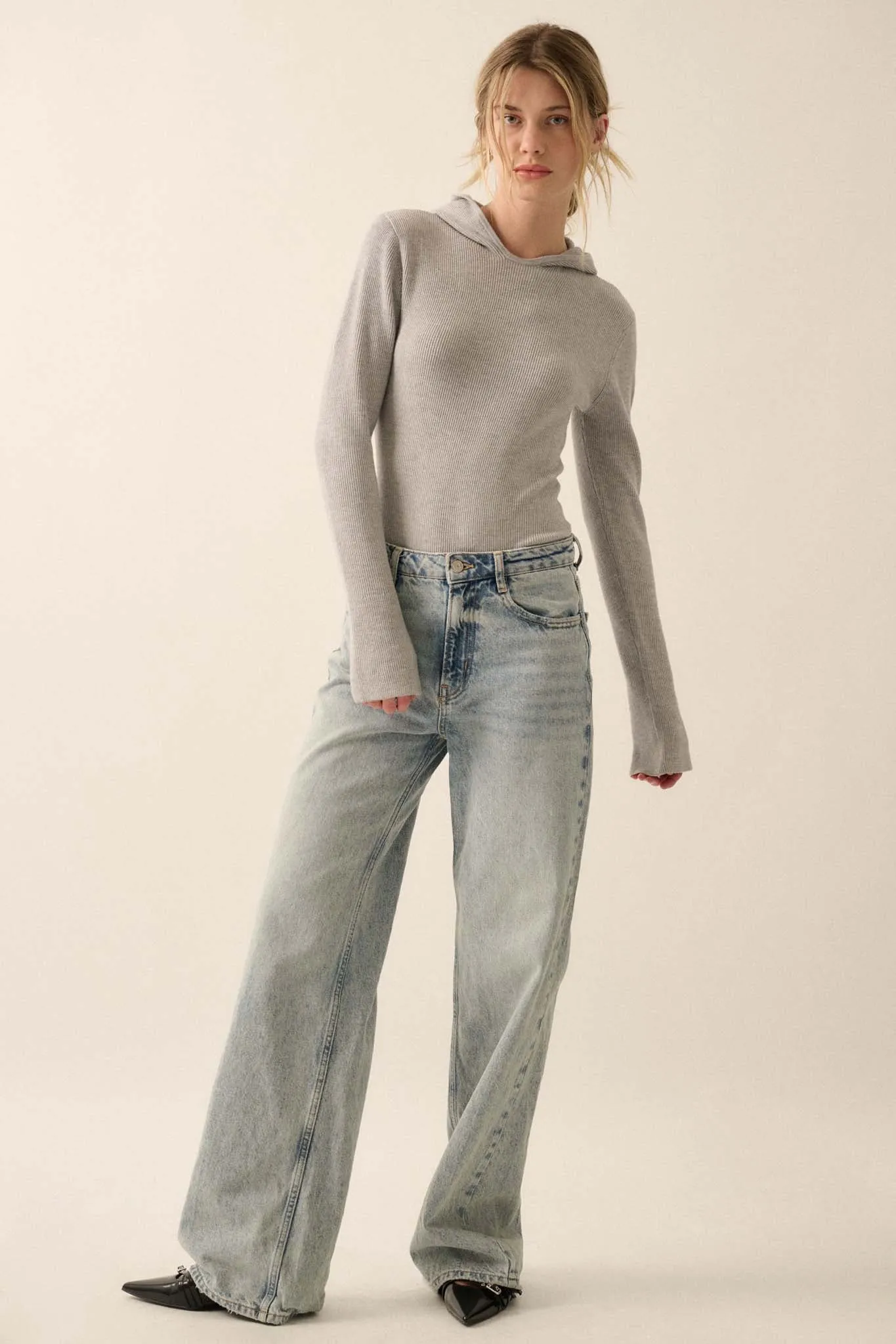 Time Will Tell Ribbed Knit Hoodie Bodysuit