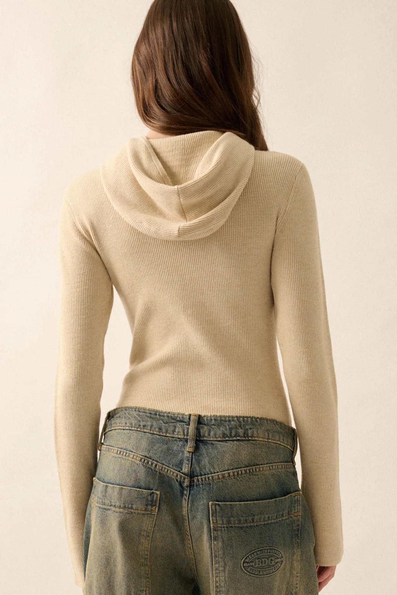Time Will Tell Ribbed Knit Hoodie Bodysuit