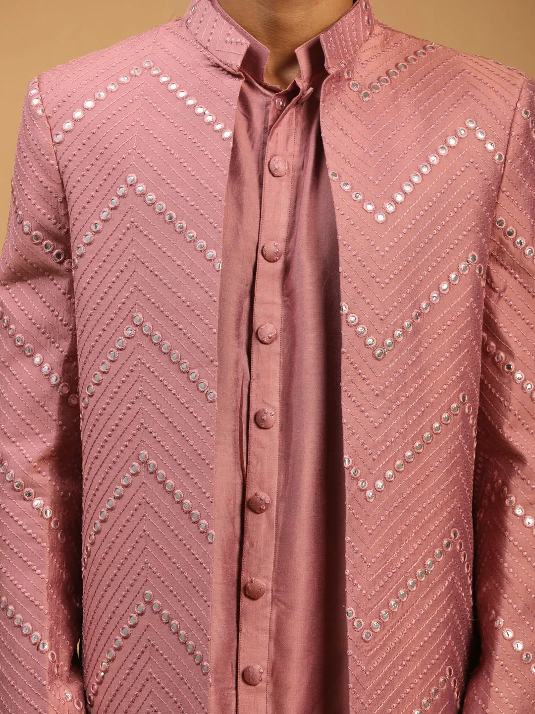 Vastramay Men's Pink Kurta Pant Combo