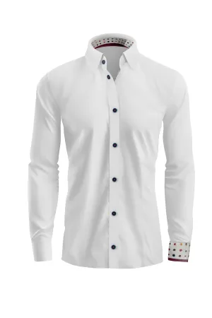 Vercini White Shirt with Patterned Cuff
