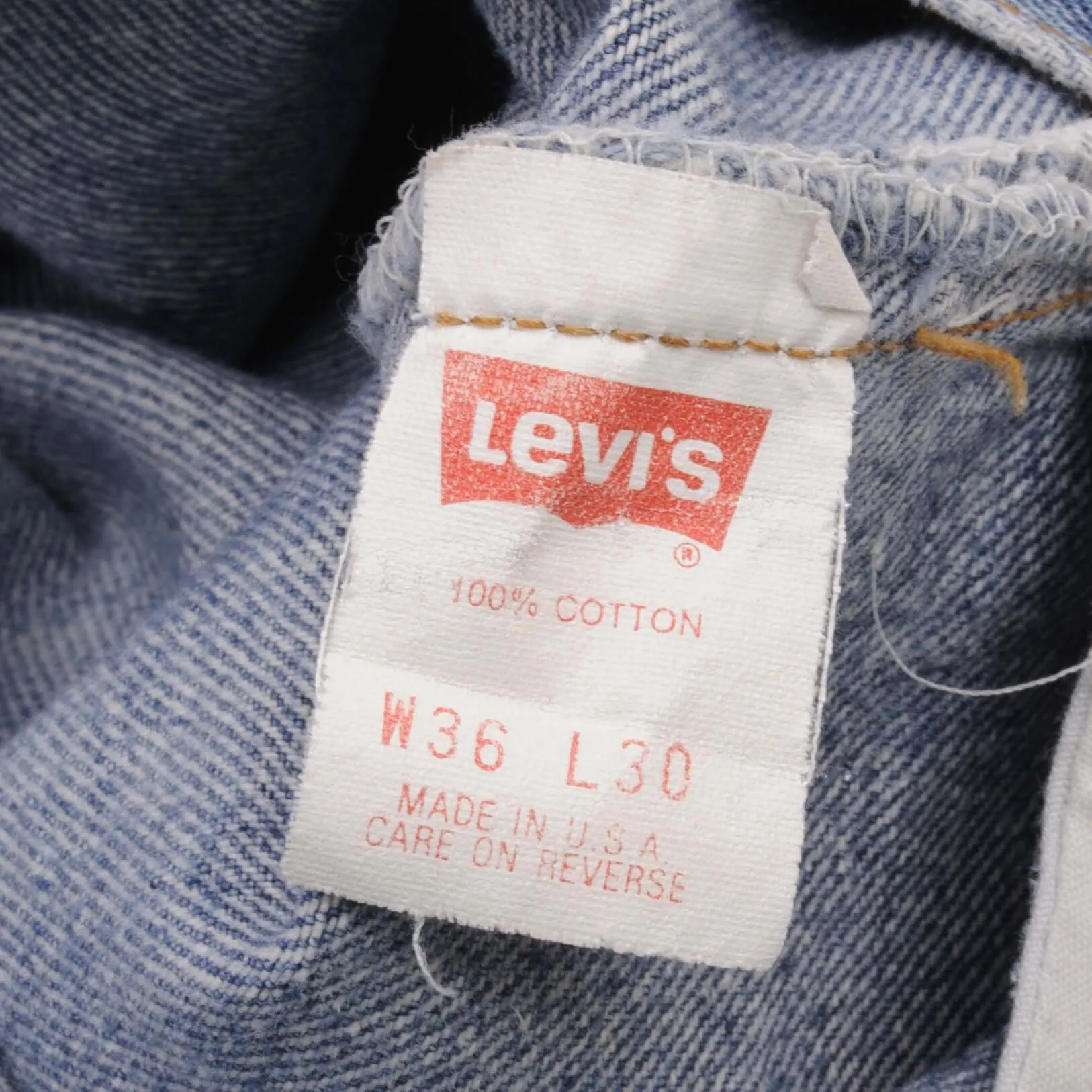 VINTAGE LEVIS 501 JEANS INDIGO 1980S SIZE W36 L30 MADE IN USA