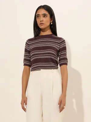 Wardrobe Brown Ribbed Textured Top