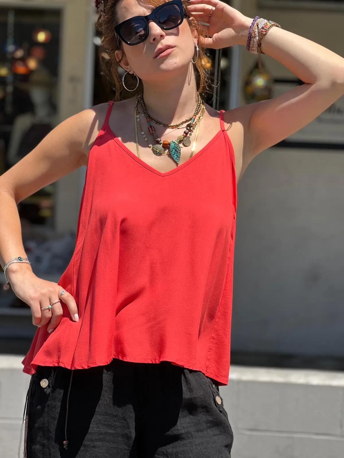 White Viscose Tunic with Adjustable Strap