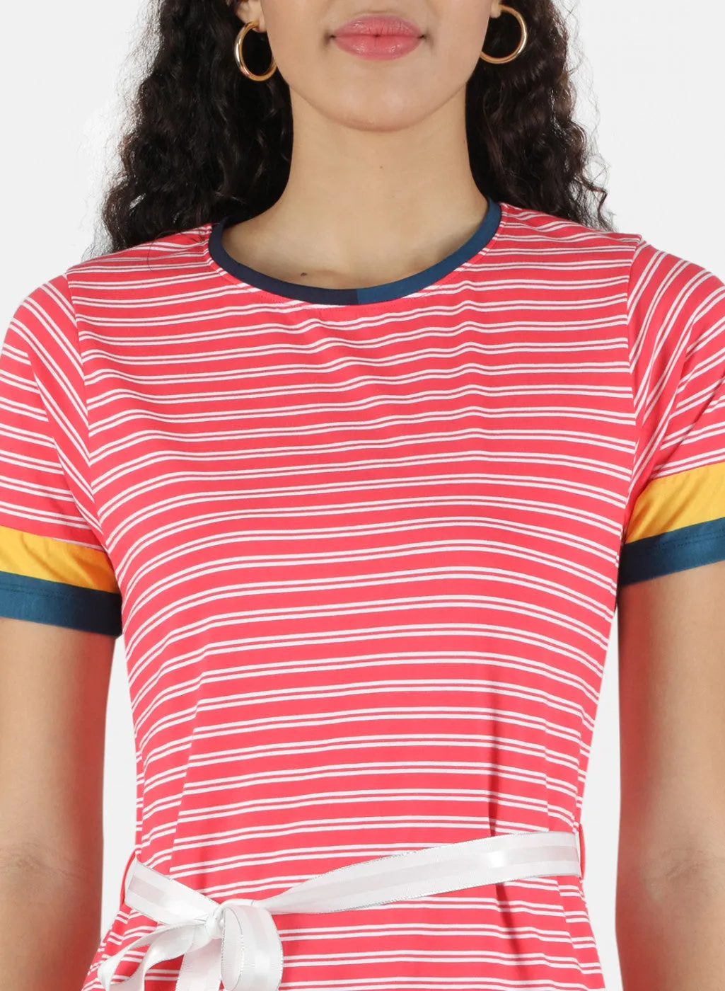 Women Pink Stripe Tunic