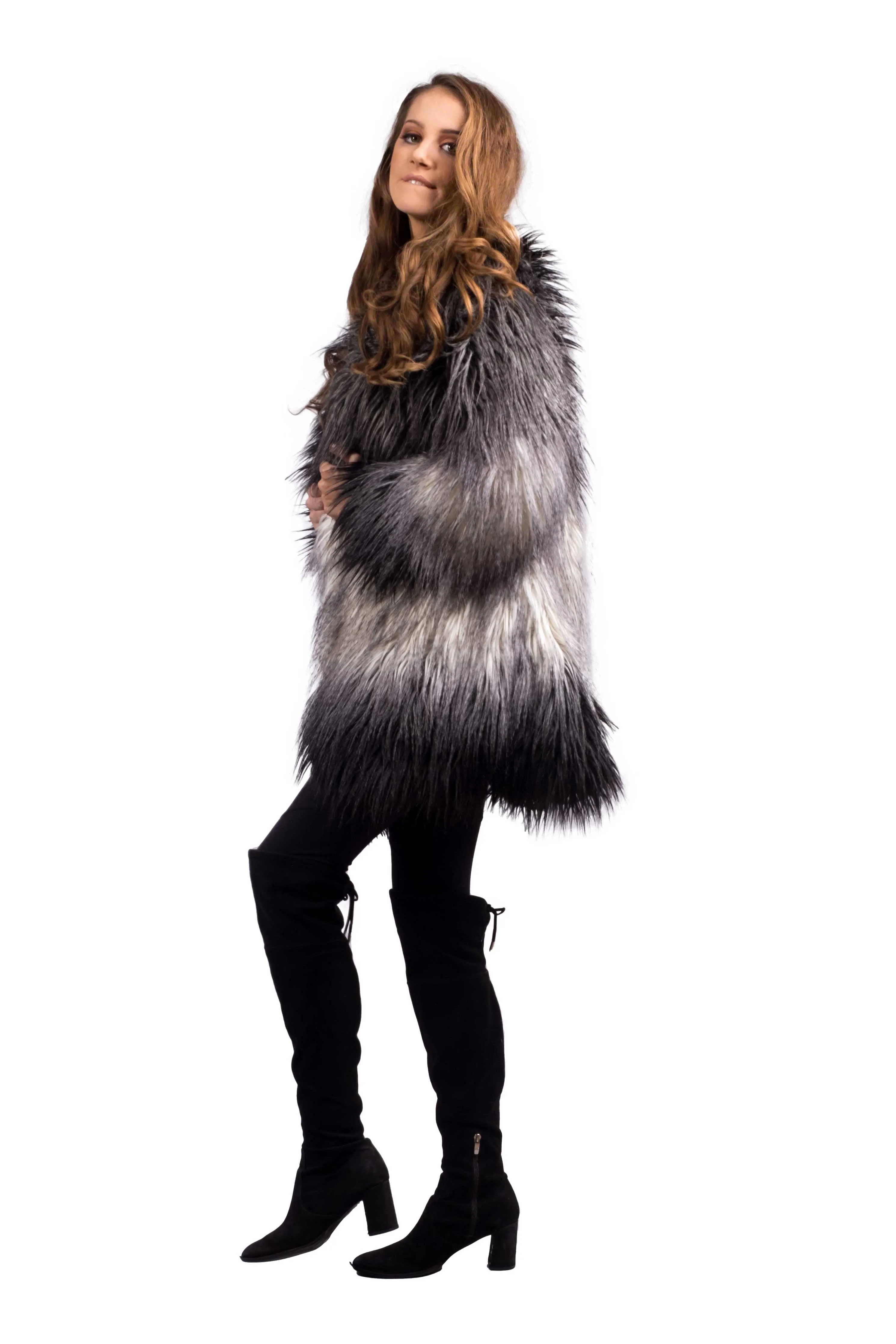 Women's Shaggy Coat in "Ombre" STOCK