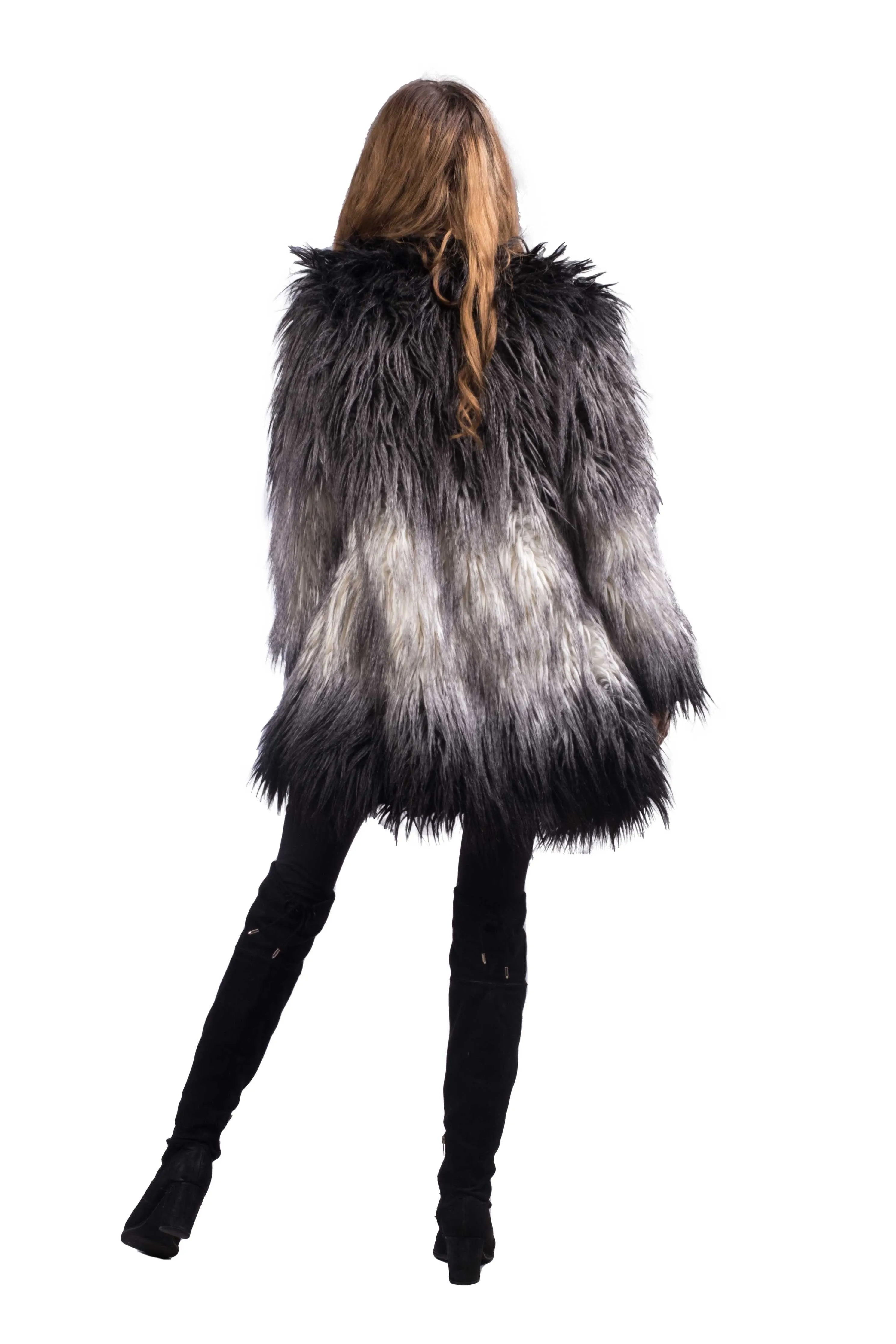 Women's Shaggy Coat in "Ombre" STOCK